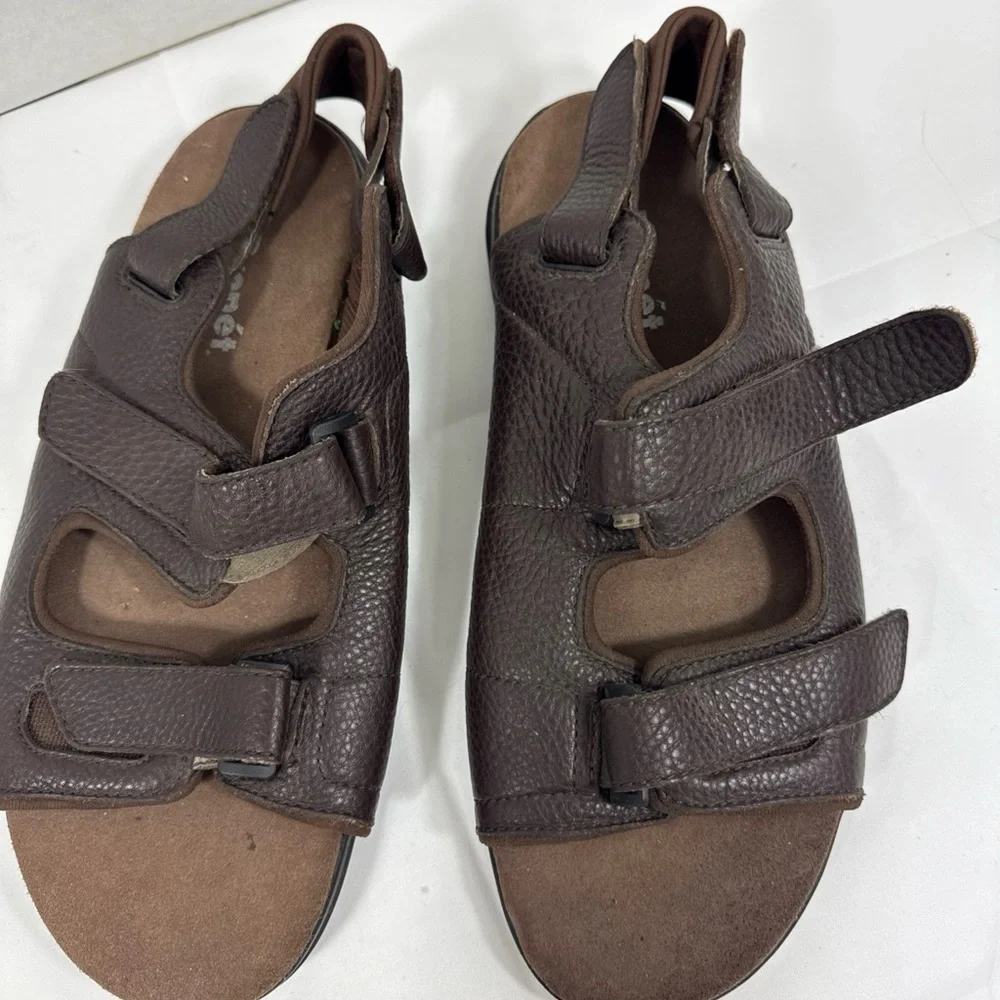 Men's Propet Leather Strappy Breeze Sandal Size 14XX‎ (5E) Brown Comfort Walking